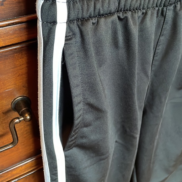 Adidas track pants with stripe. Unisex. Medium 10-12. Black. EUC. - Picture 2 of 5